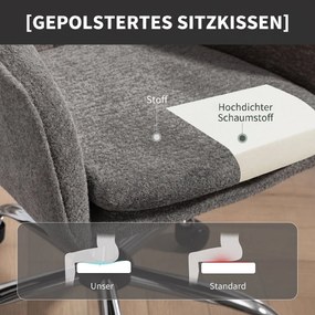 HOMCOM Krzesło biurowe do Home Office z funkcją bujania i obrotu, fotel komputerowy na kółkach dla dorosłych, szary | Aosom PL