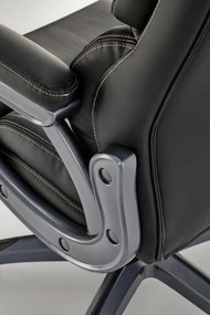 Czarno-szary fotel gabinetowy z ekoskóry Steven Halmar