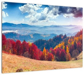 Obraz na szkle kolorowego jesiennego krajobrazu (70x50 cm)