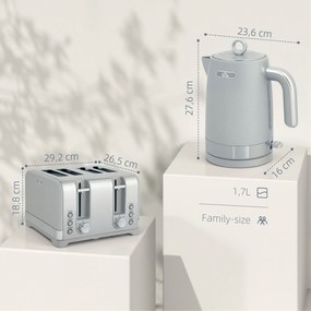 HOMCOM Zestaw Czajnik i Toster, 1,7L 2200W Szybkokochający Czajnik z Termostatem | Aosom PL