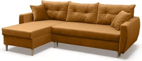 Narożnik z funkcją spania lewostronny  ROMEO L, tkanina Riviera 41 musztardowy, 234x156x74 cm