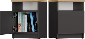 Szafka Nocna GALAX 30 1D | Antracyt/Dąb Artisan |  30x30x40 cm | Szafka/Stolik Nocny