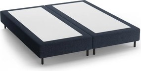 Ciemnoniebieskie tapicerowane łóżko dwuosobowe bez zagłówka 180x200 cm Whale – Micadoni