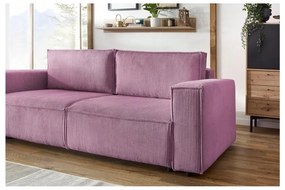 Różowa sztruksowa rozkładana sofa 245 cm Nihad – Bobochic Paris