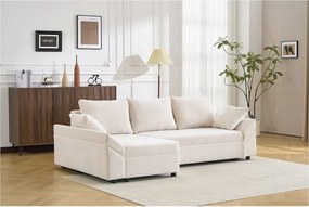 Narożnik rozkładany i odwracalny "Vaugirard II" w tkaninie teksturowanej – 3 miejsca – beżowy