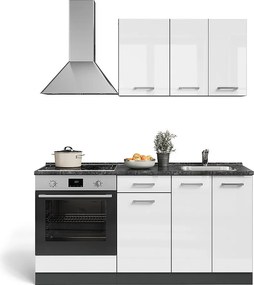 Pojedyncza kuchnia biały wysoki połysk/antracyt 160x46x81.6 r-line