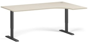 Stół z regulacją wysokości, 2 silniki, 745 - 1215 mm, narożnik L/P, blat 1800 x 1200 mm, podstawa czarna, brzoza