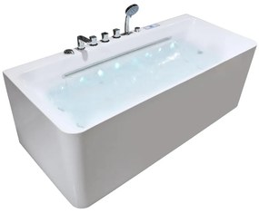 Wanna z hydromasażem wolnostojąca przyścienna biała - 1 osobowa - 470 l - 170 x 75 cm - KIRANA