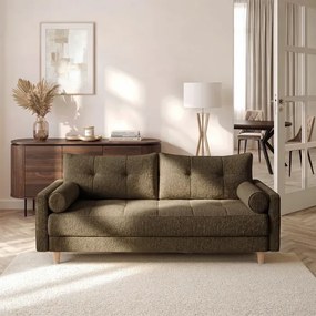 Sofa z Funkcją Spania LONAR Brązowa Boucle Nowoczesna