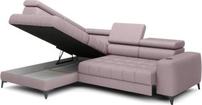 Narożnik BAGGIO Lewostronny z funkcją spania, wolnostojący tkanina LETTO 60 Pudrowy Róż WERSAL