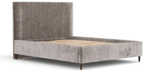 Beżowe tapicerowane łóżko dwuosobowe ze schowkiem ze stelażem 140x200 cm Etero – Maison de Rêve