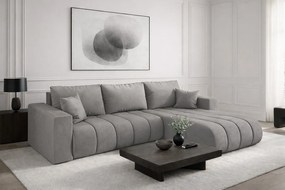 Narożnik z funkcją spania i pojemnikiem MILO PREMIUM, tkanina Monolith, Jasnoszary, Prawy