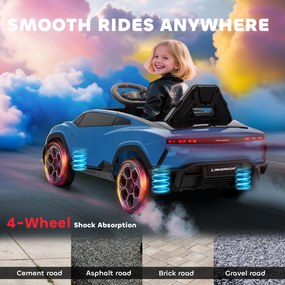 AIYAPLAY Elektryczny samochód dziecięcy 12 V z pilotem 2,4 GHz, LED i muzyką — 101,5 x 49 x 43 cm, niebieski