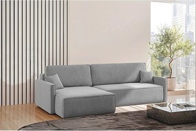 Narożnik z funkcją spania i pojemnikiem w kształcie L Carlos, tkanina Salvador, Szary, Lewy