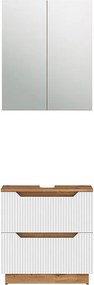 Zestaw mebli łazienkowych dąb/białe paski 59.8x32x62.5 lotta