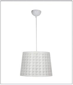 Biała lampa wisząca z abażurem w kratę 4X V050 G5-E53