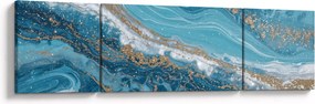 Obraz - Jasnoniebieski marmur ze złotem I. (170x50 cm)