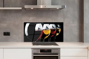 Panel szklany do Kuchni Minimalistyczne Kieliszki w Czerni