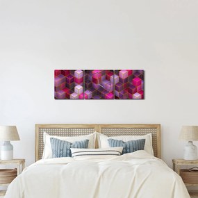 Obraz fioletowych kostek (z zegarem) (90x30 cm)