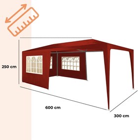 Jurhan Namiot imprezowy NEAPOL, 3x6m, czerwona