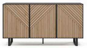 Czarno-naturalna komoda w dekorze dębu 151x80x40 cm Alana – Marckeric