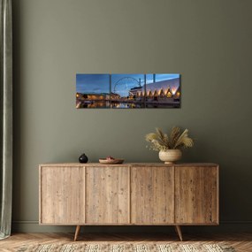 Obraz kanału wodnego - Göteborg (z zegarem) (90x30 cm)