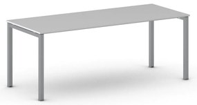 Stół konferencyjny do biura PRIMO SQUARE, 200x80 cm, szaro-srebrna podstawa, szary