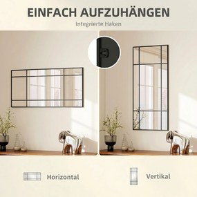 HOMCOM Lustro ścienne, dekoracyjne lustro z metalową ramą, czarne paski, wielowarstwowe szkło, 50B x 2T x 110H cm | Aosom PL