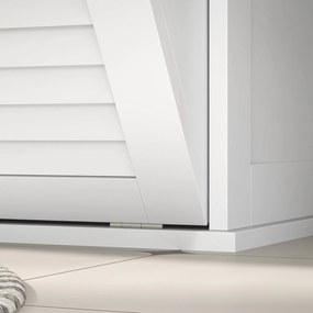 HOMCOM Szafka na Pranie, 2 kosze klapowe na bieliznę, 2 drzwi z lamelami, 70 x 38 x 73 cm, Biały