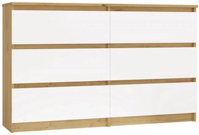 Nowoczesna podwójna komoda dąb artisan + biały - Berta 120 cm