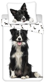 PrzytulneMieszkanie.pl PrzytulneMieszkanie.pl 3D Bawełniana pościel BORDER COLLIE biała, 100% bawełna Rozmiar pościeli: 70 x 90 cm | 140 x 200 cm