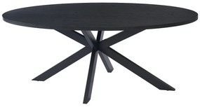 Stół 8-osobowy, okleina dębowa i metal – Czarny – LINIOMA