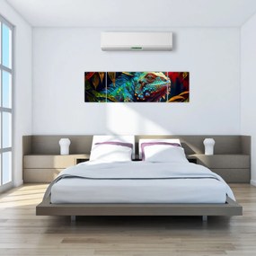 Obraz - Kolorowa iguana (170x50 cm)
