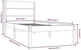 Szare drewniane łóżko pojedyncze 90x200 - Gunar 3X