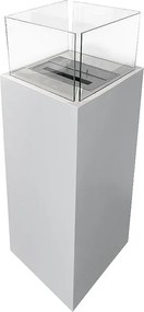 Ischia White 40x40x115 Kominek bioetanolowy do użytku wewnątrz i na zewnątrz, stojący