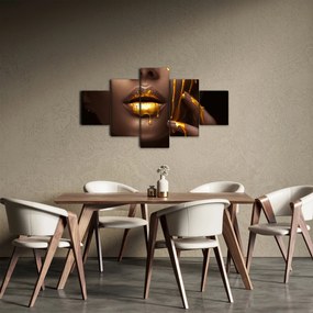 Obraz - Kobieta ze złotymi ustami (125x70 cm)