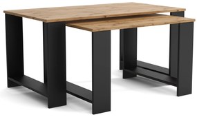 Stoliki kawowe ZESTAW STOLIKÓW 90+65cm MORI Czarny/Dąb Wotan