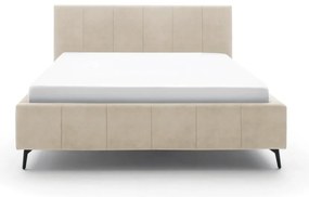 Beżowe tapicerowane łóżko dwuosobowe ze schowkiem i stelażem 180x200 cm Lizzano – Meise Möbel