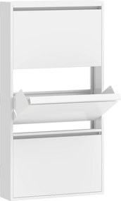 HOMCOM Metalowa szafka na buty z 3 uchylnymi półkami, wąska szafka na buty montowana na ścianie, na 6 par butów, biała | Aosom PL