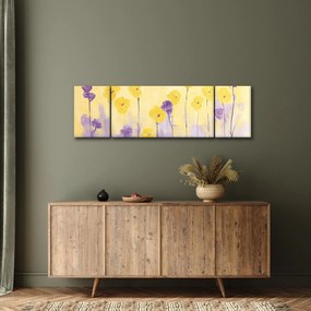 Obraz - Fioletowe i żółte kwiatuszki (170x50 cm)
