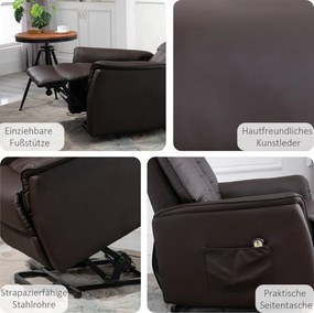 Elektryczny Fotel z Funkcją Podnoszenia HOMCOM, Brąz