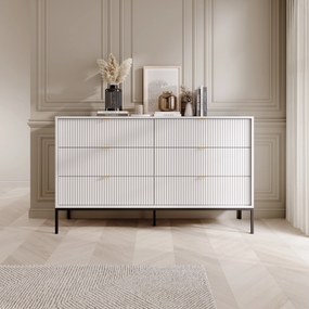 Komoda STELLARE 154 cm do Salonu Sypialni 6 Szuflad Biały