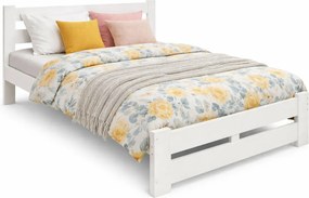 Białe drewniane łóżko z materacem 120x200 P2-S01