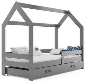 Szare łóżeczko drewniane dla dziecka 80x160 W9-E22