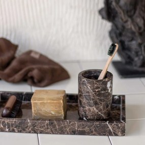 Brązowy marmurowy kubek na szczoteczki do zębów Marble – Mette Ditmer Denmark