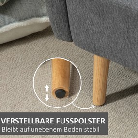 HOMCOM Nowoczesna sofa 2-osobowa z poduszkami, aksamitna kanapa szara 130x70x80 cm | Aosom PL
