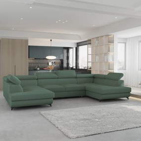 Masseno Narożnik VINTESSA z funkcją spania i pojemnikiem na pościel Narozniki U, Rozkładana sofa - Zielony, QUELLE 37