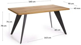 Stół z blatem w dekorze dębu 90x160 cm Koda – Kave Home
