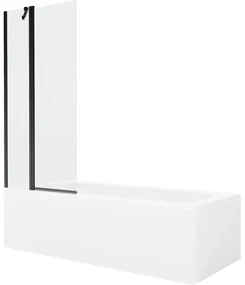 Mexen Vega wanna prostokątna 150 x 70 cm z obudową i parawanem 1-skrzydłowym 80 cm, transparent, czarny - 550115070X9408117000