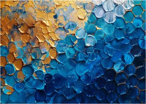 Obraz na szkle - Niebiesko-złoty obraz (70x50 cm)